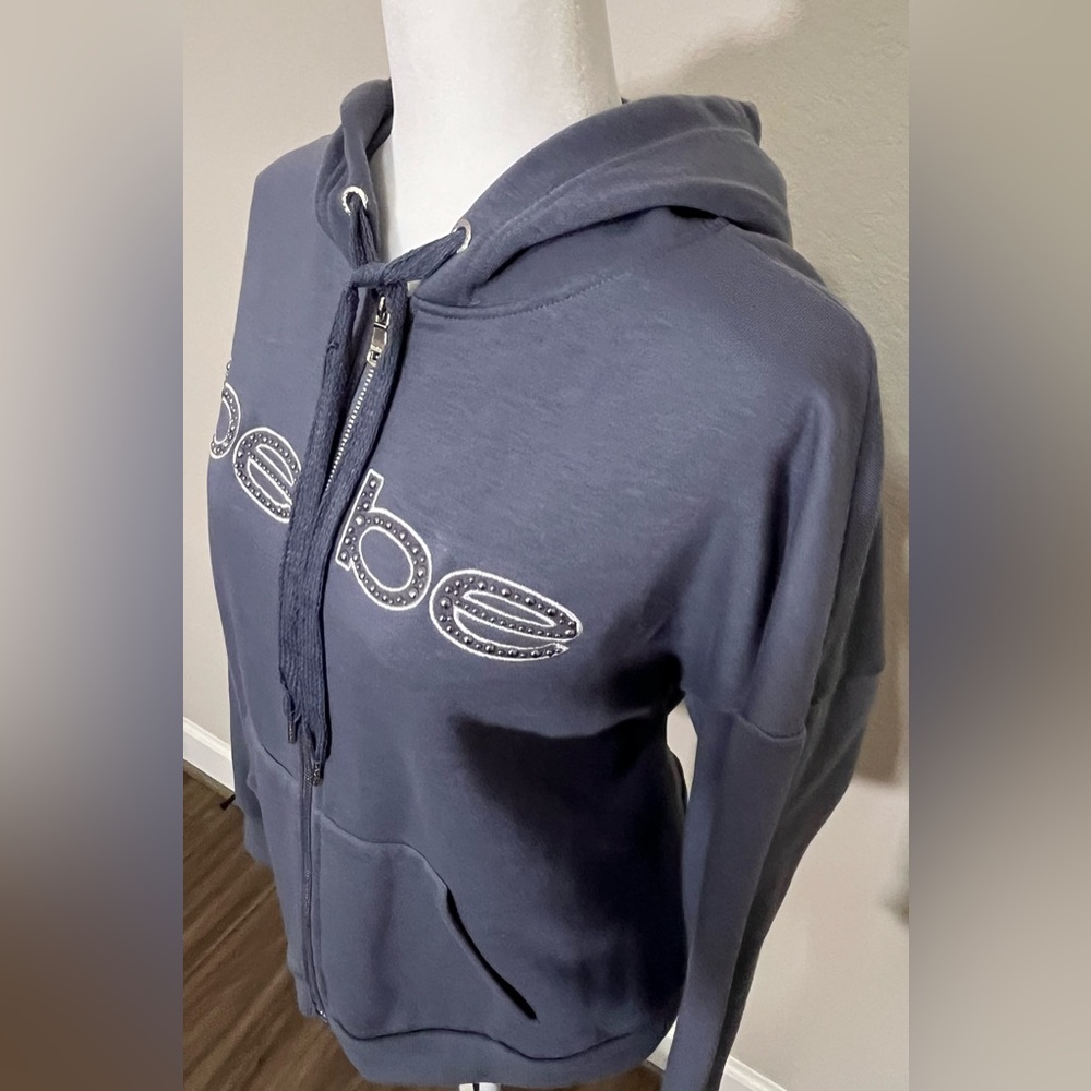 Bebe Gray Hooded Jacket with Silver Embroidered E… - image 4